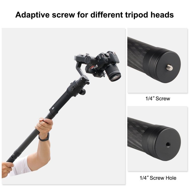 PULUZ Carbon Fiber Extension Monopod Pole Rod Extendable Stick for DJI / MOZA / Feiyu V2 / Zhiyun G5 / SPG Gimbal, Length: 35cm, 35cm - ORIWHIZDJI & Insta360 AccessoriesOthersUniversal Grip Tripod