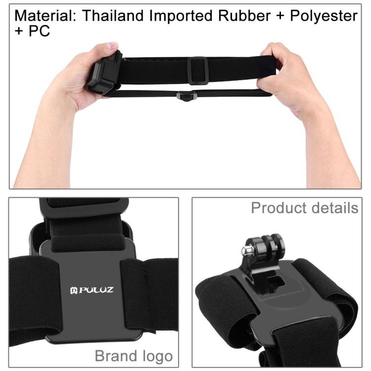 PULUZ Elastic Mount Belt Adjustable Head Strap for GoPro, Insta360 ONE R, DJI Osmo Action and Other Action Cameras, Head Strap - ORIWHIZDJI & Insta360 AccessoriesHead BeltPULUZ