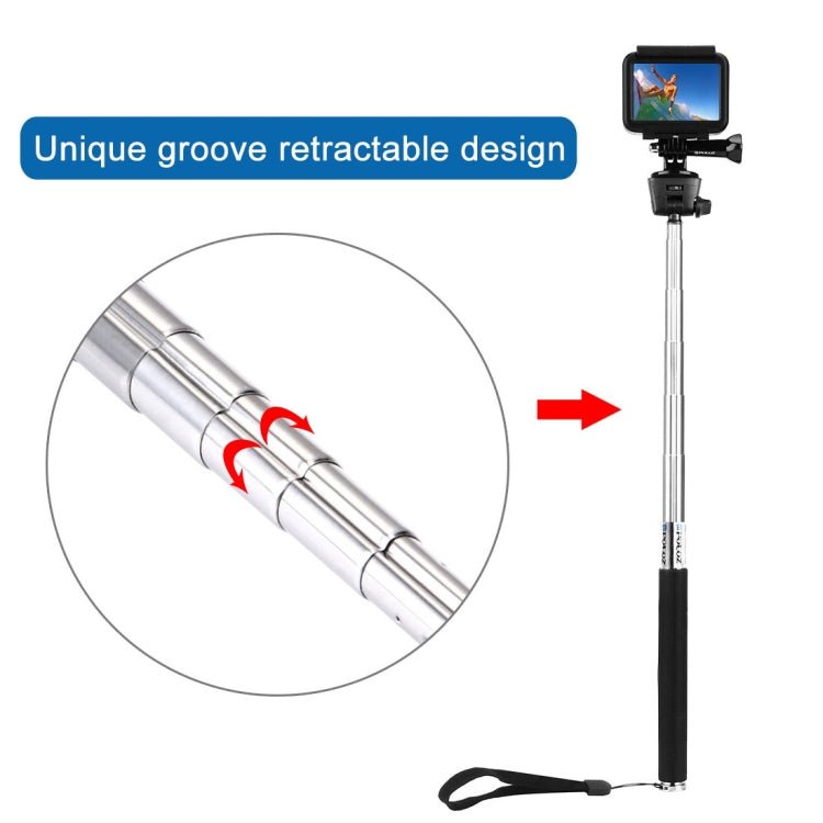 PULUZ Extendable Handheld Selfie Monopod for GoPro, Insta360, DJI and Other Action Cameras, Length: 22.5 - 80cm, Length: 22.5 - 100cm - ORIWHIZDJI & Insta360 AccessoriesExtendable PolePULUZ
