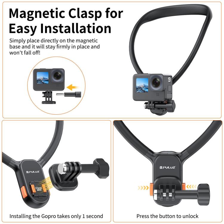 PULUZ Lazy Neck Bracket Magnetic Quick Release POV View Mount - ORIWHIZDJI & Insta360 AccessoriesNeck MountPULUZ