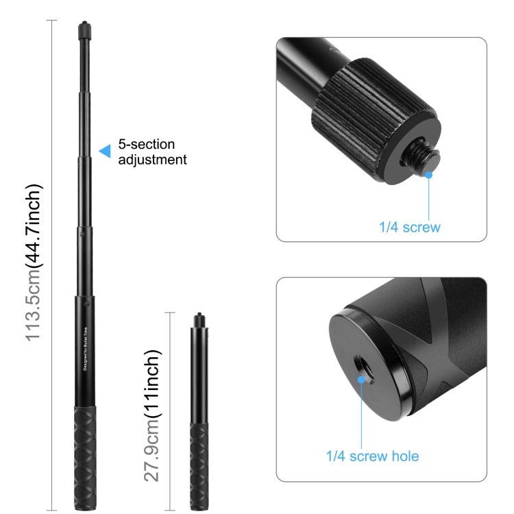 PULUZ Motorcycle Bicycle Handlebar Fixture Mount Camera Bracket Adapter with Monopod Stand, Motorcycle Monopod Stand - ORIWHIZBicycle Handlebar MountDJI & Insta360 AccessoriesPULUZ
