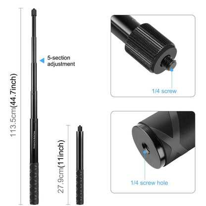 PULUZ Motorcycle Bicycle Handlebar Fixture Mount Camera Bracket Adapter with Monopod Stand, Motorcycle Monopod Stand - ORIWHIZBicycle Handlebar MountDJI & Insta360 AccessoriesPULUZ