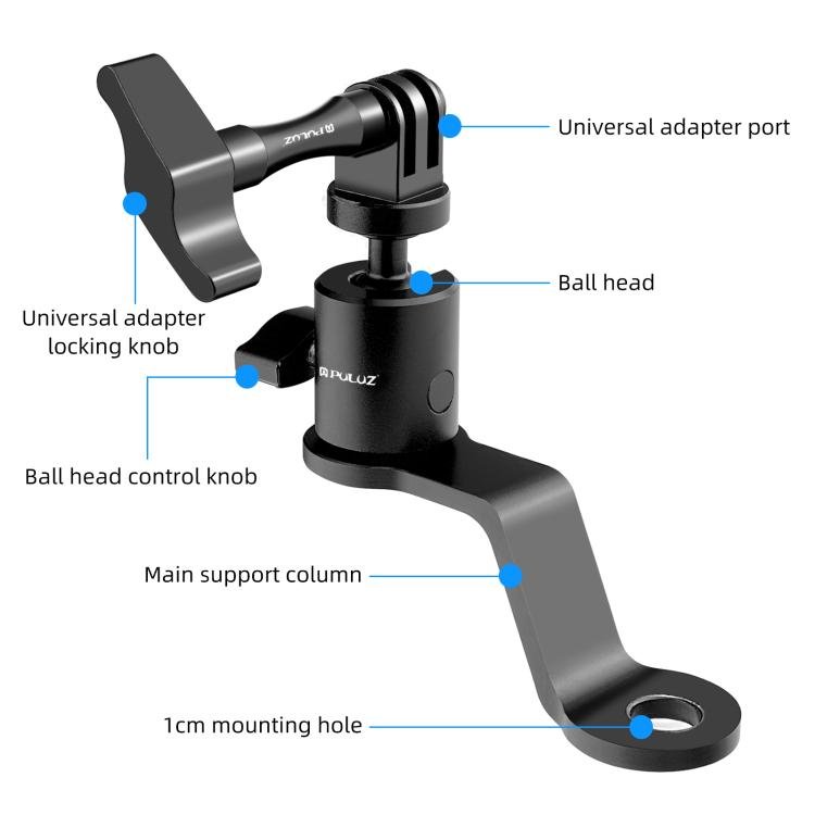 PULUZ Motorcycle Rearview Mirror Aluminum Alloy Action Camera Holder Mount, Rearview Mirror Mount - ORIWHIZDJI & Insta360 AccessoriesOther MountPULUZ