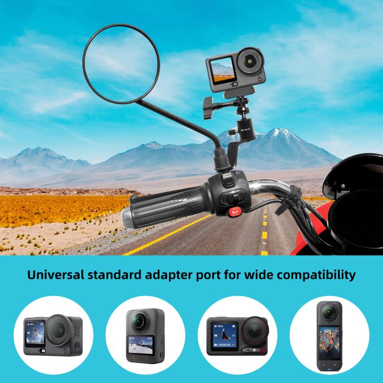 PULUZ Motorcycle Rearview Mirror Aluminum Alloy Action Camera Holder Mount, Rearview Mirror Mount - ORIWHIZDJI & Insta360 AccessoriesOther MountPULUZ