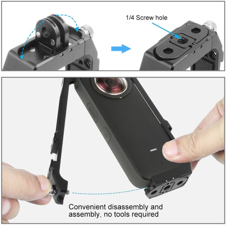 PULUZ Protective Cage Rig Housing Frame with Cold Shoe Mounts & Magnetic Folding Tripod Adapter for Insta360 ONE X2, Cage For Insta360 ONE X2 - ORIWHIZDJI & Insta360 AccessoriesInsta360 X SeriesProtection & Cases