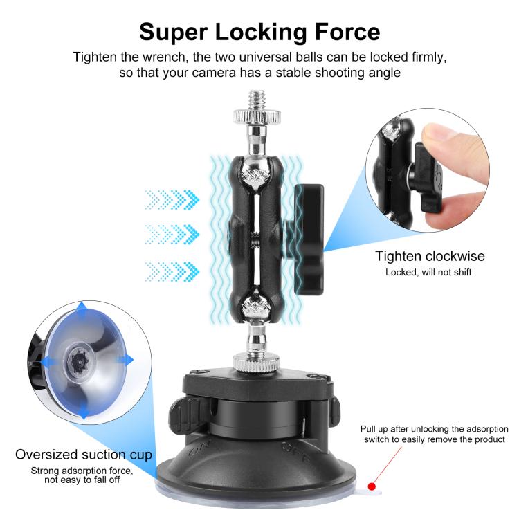 PULUZ Upgraded 1/4 inch Magic Arm Suction Cup Mount, Upgraded 1/4 inch Suction Cup Mount - ORIWHIZDJI & Insta360 AccessoriesPULUZSuction Cup Mount