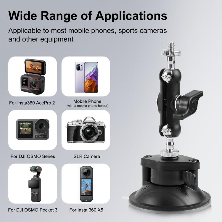 PULUZ Upgraded 1/4 inch Magic Arm Suction Cup Mount, Upgraded 1/4 inch Suction Cup Mount - ORIWHIZDJI & Insta360 AccessoriesPULUZSuction Cup Mount