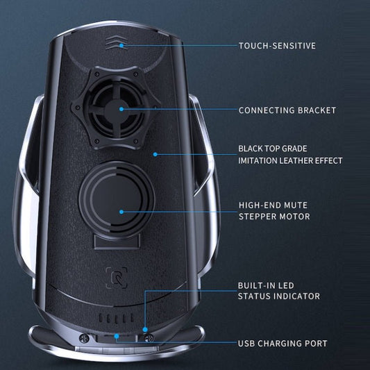 Q3 Infrared Induction Magnetic Car Wireless Charging Phone Bracket with Micro USB + 8 Pin + Type - C / USB - C Magnetic Connector, Q3 Silver, Q3 Blue, Q3 Red, Q3 Black, Q3 Gold - ORIWHIZ