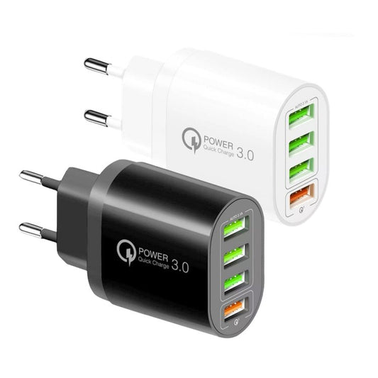 QC - 04 QC3.0 + 3 x USB2.0 Multi - ports Charger with 3A USB to Micro USB Data Cable, EU Plug, EU Plug + Micro USB Cable - ORIWHIZ