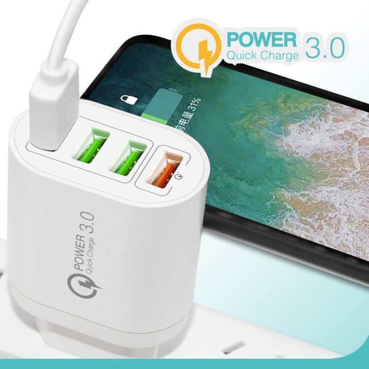 QC - 04 QC3.0 + 3 x USB2.0 Multi - ports Charger with 3A USB to Type - C Data Cable, EU Plug, EU Plug + Type - C Cable - ORIWHIZ