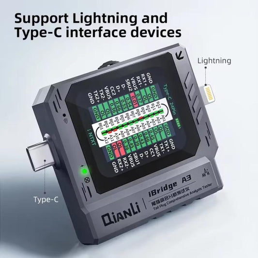 Qianli iBridge A3 Tail Plug Comprehensive Analysis Tester for Lightning & Type - C Interface Devices, Qianli iBridge A3 - ORIWHIZ