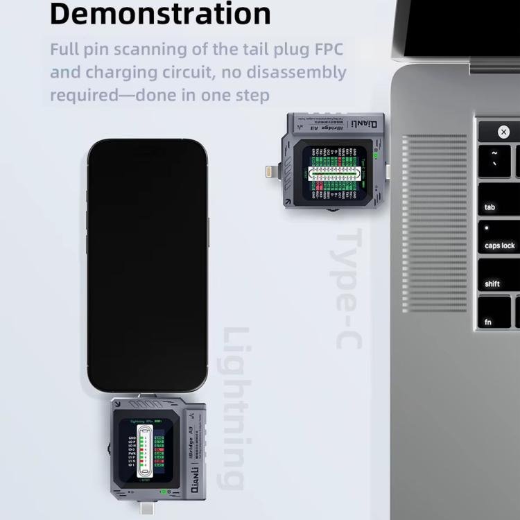 Qianli iBridge A3 Tail Plug Comprehensive Analysis Tester for Lightning & Type - C Interface Devices, Qianli iBridge A3 - ORIWHIZ