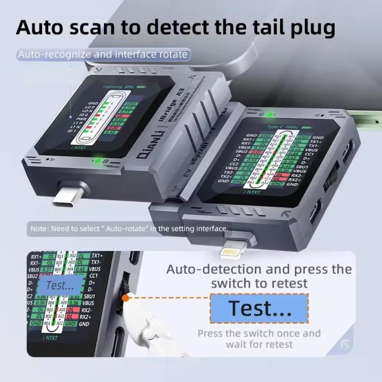 Qianli iBridge A3 Tail Plug Comprehensive Analysis Tester for Lightning & Type - C Interface Devices, Qianli iBridge A3 - ORIWHIZ