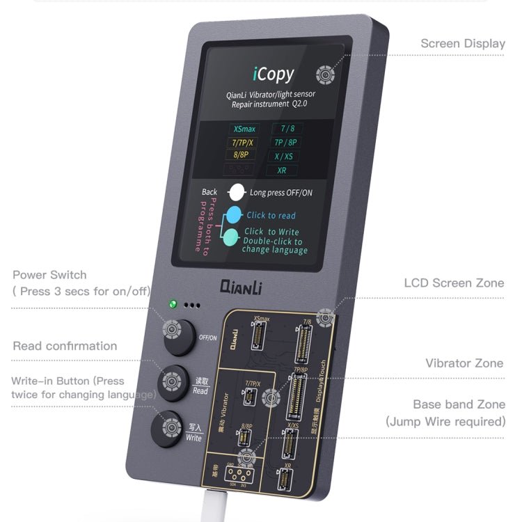 Qianli iCopy Plus 3 in 1 LCD Screen Original Color Repair Programmer For iPhone, 3 in 1 For iPhone 6 - 12 Series - ORIWHIZ