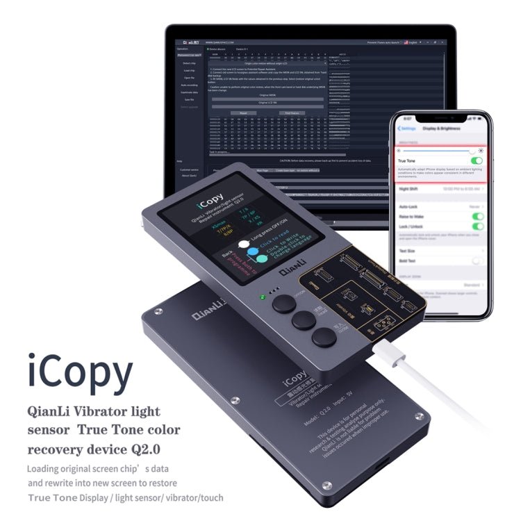 Qianli iCopy Plus 3 in 1 LCD Screen Original Color Repair Programmer For iPhone, 3 in 1 For iPhone 6 - 12 Series - ORIWHIZ