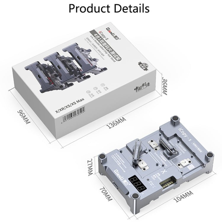 Qianli iCopy - S Double Sided Chip Test Stand 4 in1 Logic Baseband EEPROM Chip Non - removal For iPhone X / XS / XR / XS Max, For iPhone X / XS / XR / XS Max - ORIWHIZ