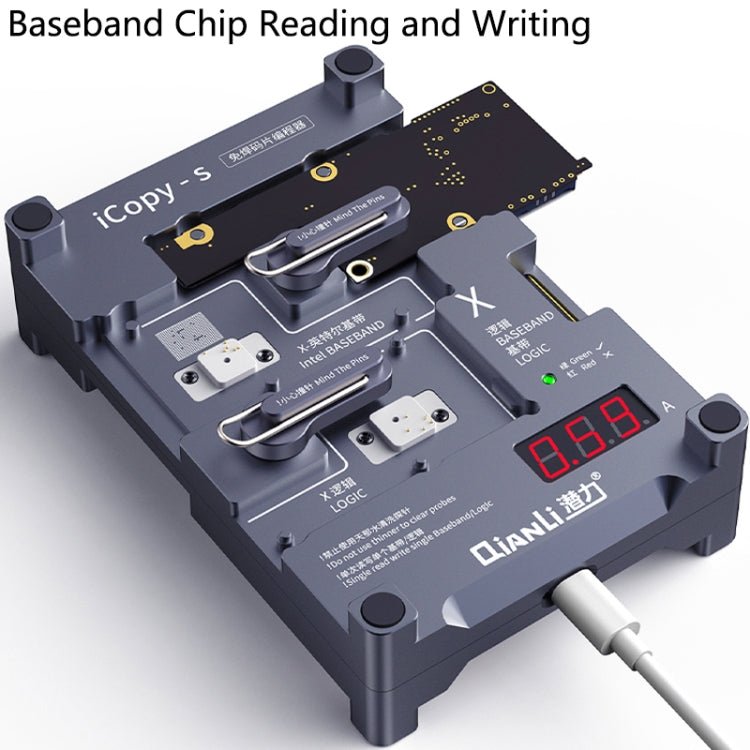 Qianli iCopy - S Double Sided Chip Test Stand 4 in1 Logic Baseband EEPROM Chip Non - removal For iPhone X / XS / XR / XS Max, For iPhone X / XS / XR / XS Max - ORIWHIZ
