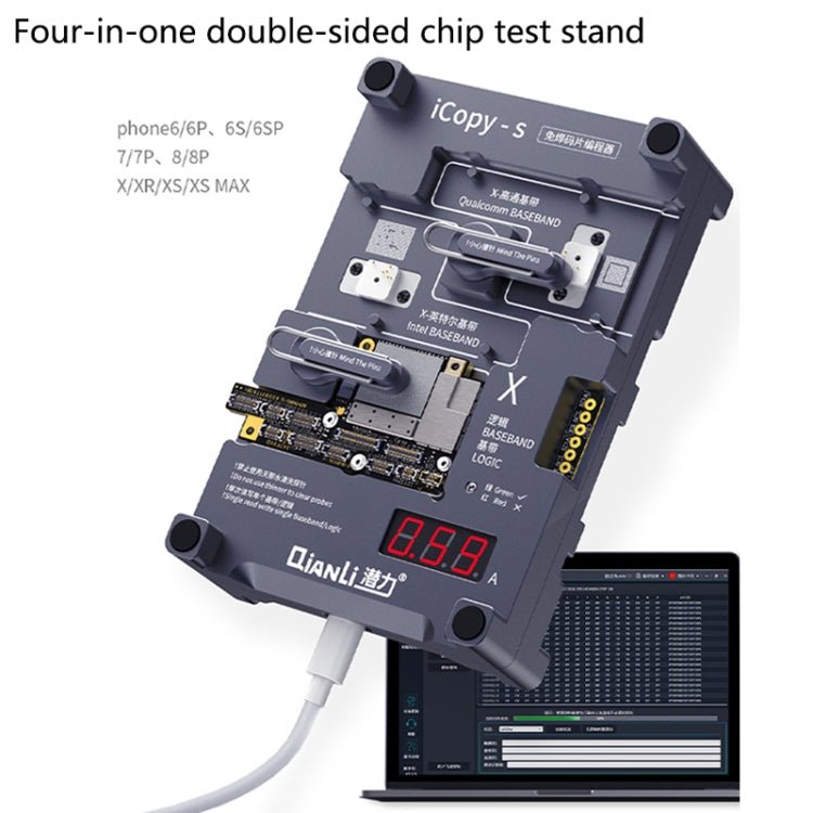 Qianli iCopy - S Double Sided Chip Test Stand 4 in1 Logic Baseband EEPROM Chip Non - removal For iPhone X / XS / XR / XS Max, For iPhone X / XS / XR / XS Max - ORIWHIZ