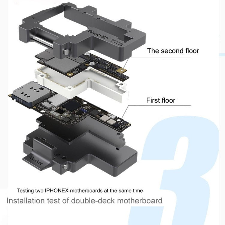 Qianli iSocket 3 In 1 Motherboard Layered Test Frame Upper Lower Layers Logic Board Function Fast Test Holder For iPhone X / XS / XS Max, Qianli iSocket For iPhone X / XS / XS Max - ORIWHIZ