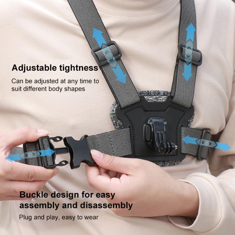 Quick Release Body Mount Belt Chest Strap with Mount & Screw, 3 in 1, 4 in 1, 10 in 1 360 Phone Clamp - ORIWHIZChest BeltDJI & Insta360 AccessoriesUniversal Chest & Head Belt