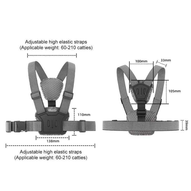 Quick Release Body Mount Belt Chest Strap with Mount & Screw, 3 in 1, 4 in 1, 10 in 1 360 Phone Clamp - ORIWHIZChest BeltDJI & Insta360 AccessoriesUniversal Chest & Head Belt