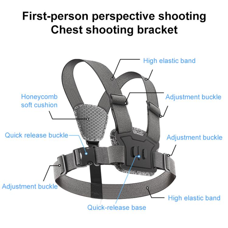 Quick Release Body Mount Belt Chest Strap with Mount & Screw, 3 in 1, 4 in 1, 10 in 1 360 Phone Clamp - ORIWHIZChest BeltDJI & Insta360 AccessoriesUniversal Chest & Head Belt