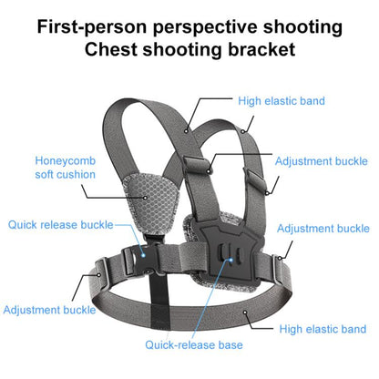 Quick Release Body Mount Belt Chest Strap with Mount & Screw, 3 in 1, 4 in 1, 10 in 1 360 Phone Clamp - ORIWHIZChest BeltDJI & Insta360 AccessoriesUniversal Chest & Head Belt