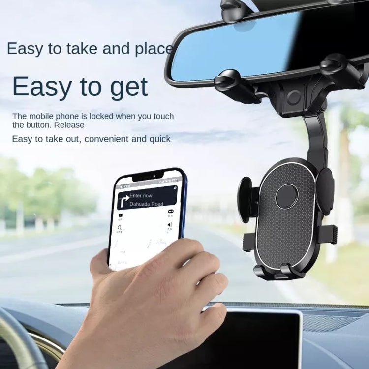 R004 Rearview Mirror 360 Rotatable Retractable Car Phone Holder, R004 - ORIWHIZ