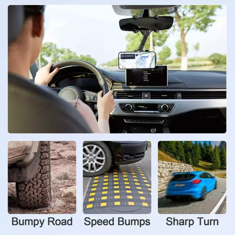 R004 Rearview Mirror 360 Rotatable Retractable Car Phone Holder, R004 - ORIWHIZ