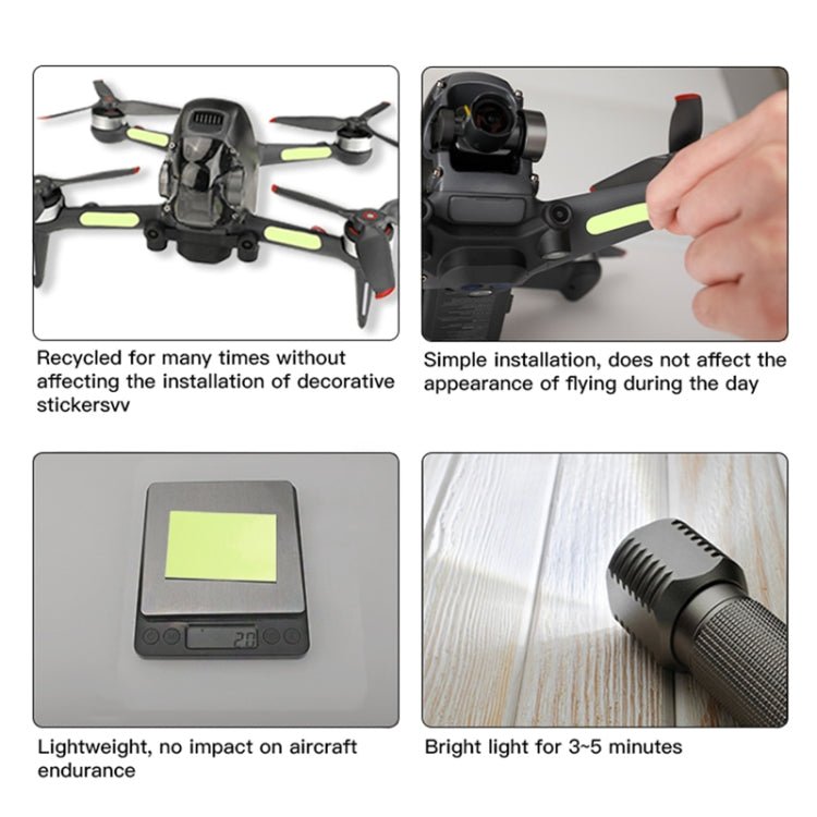 RCSTQ 2 PCS Luminous Sticker Night Flight Sticker for DJI FPV Drone, for DJI FPV - ORIWHIZDJI & Insta360 AccessoriesDJI FPV SeriesProtective Film & Stickers