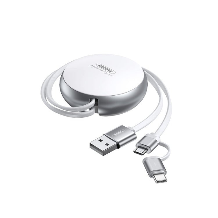 Remax 2A 2 In 1 Creation Series Telescopic Charging Data Cable, Length: 90cm, Type - C, 8 Pin - ORIWHIZ