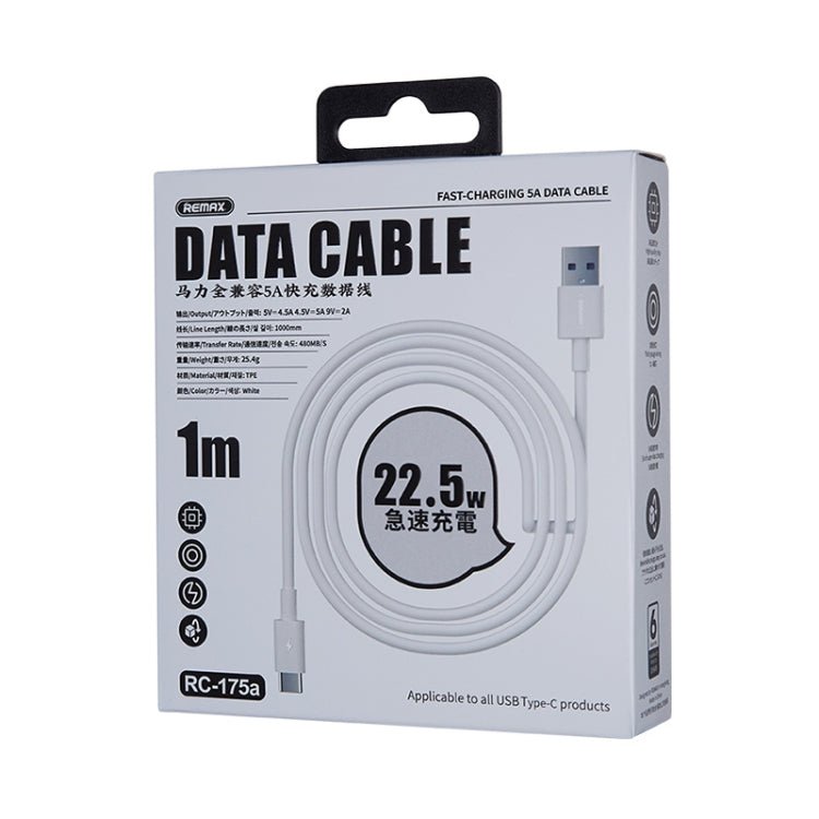 REMAX Marlik Series RC - 175a 22.5W 5A USB to USB - C / Type - C Interface Fully Compatible Fast Charging Data Cable, Cable Length: 1m, 1m - ORIWHIZ