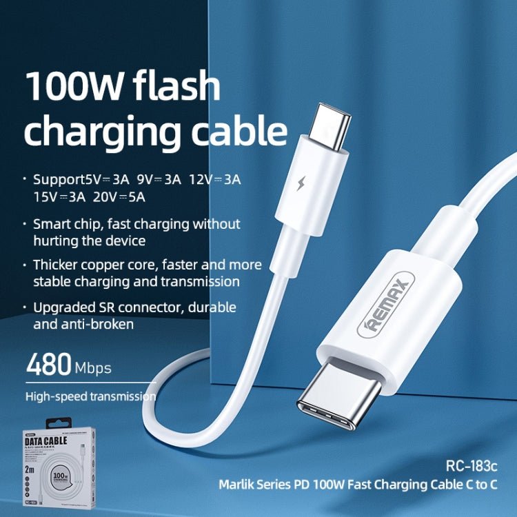 REMAX Marlik Series RC - 183c PD 100W USB - C / Type - C to USB - C / Type - C Interface Fast Charging Data Cable, Cable Length: 2m, 2m - ORIWHIZ