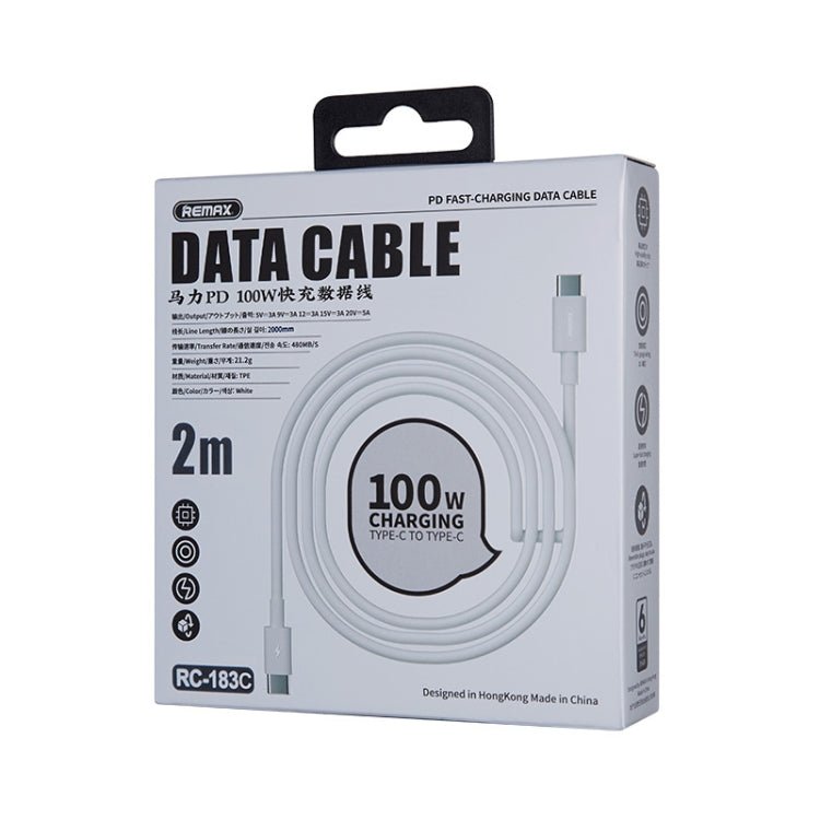 REMAX Marlik Series RC - 183c PD 100W USB - C / Type - C to USB - C / Type - C Interface Fast Charging Data Cable, Cable Length: 2m, 2m - ORIWHIZ