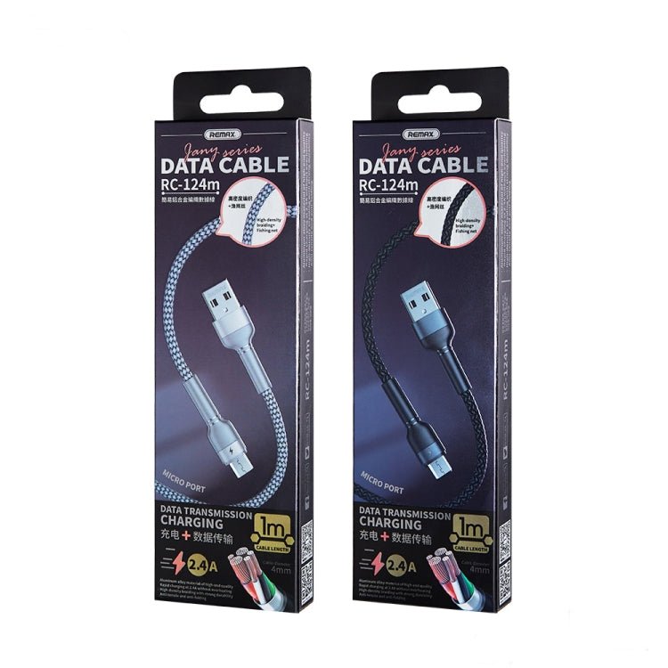 REMAX RC - 124m 1m 2.4A USB to Micro USB Aluminum Alloy Braid Fast Charging Data Cable, Micro USB - ORIWHIZ