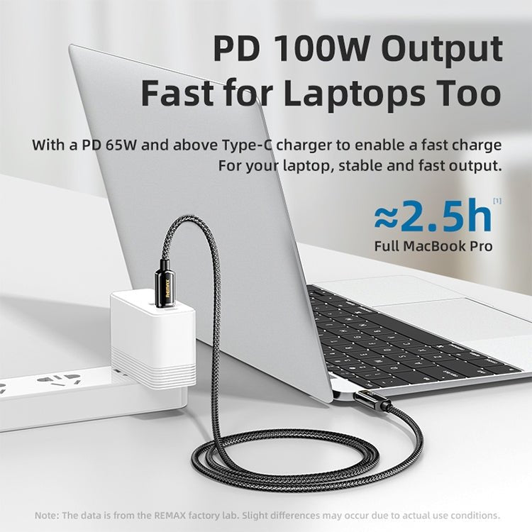 REMAX RC - 128a 100W Type - C / USB - C to Type - C / USB - C Intelligent Digital Display Zinc Alloy Braided Charging Data Cable, Length: 1.2m - ORIWHIZ
