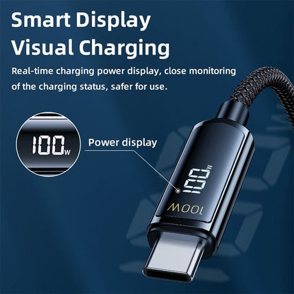 REMAX RC - 128a 100W Type - C / USB - C to Type - C / USB - C Intelligent Digital Display Zinc Alloy Braided Charging Data Cable, Length: 1.2m - ORIWHIZ