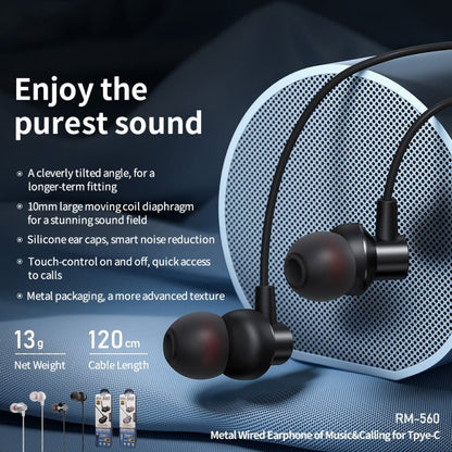 REMAX RM - 560 Type - C In - Ear Stereo Metal Music Earphone with Wire Control + MIC, Support Hands - free, Not For Samsung Phones - ORIWHIZ