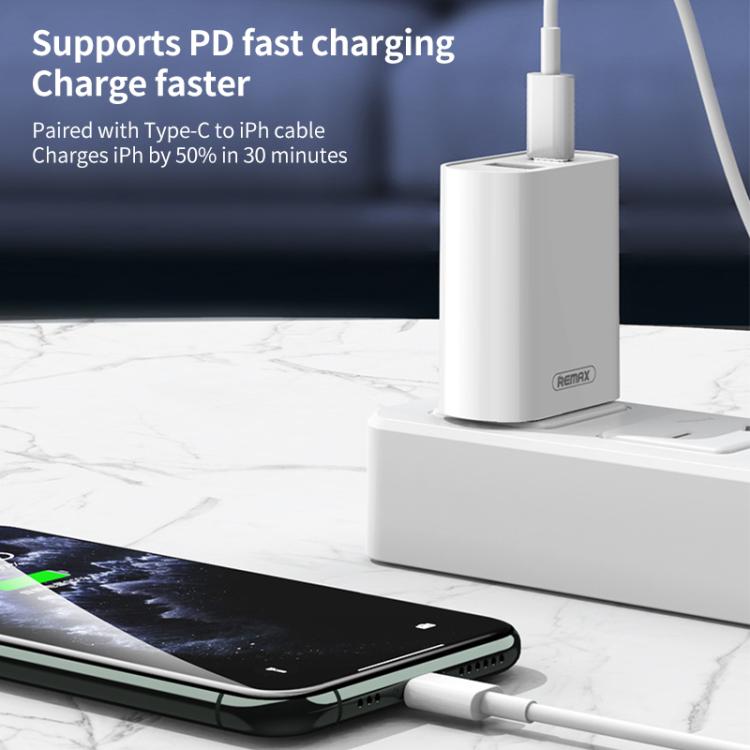 REMAX RP - U37 18W QC+PD Fast Charger With 1m Type - C to 8 Pin Cable, US Plug, EU Plug - ORIWHIZ