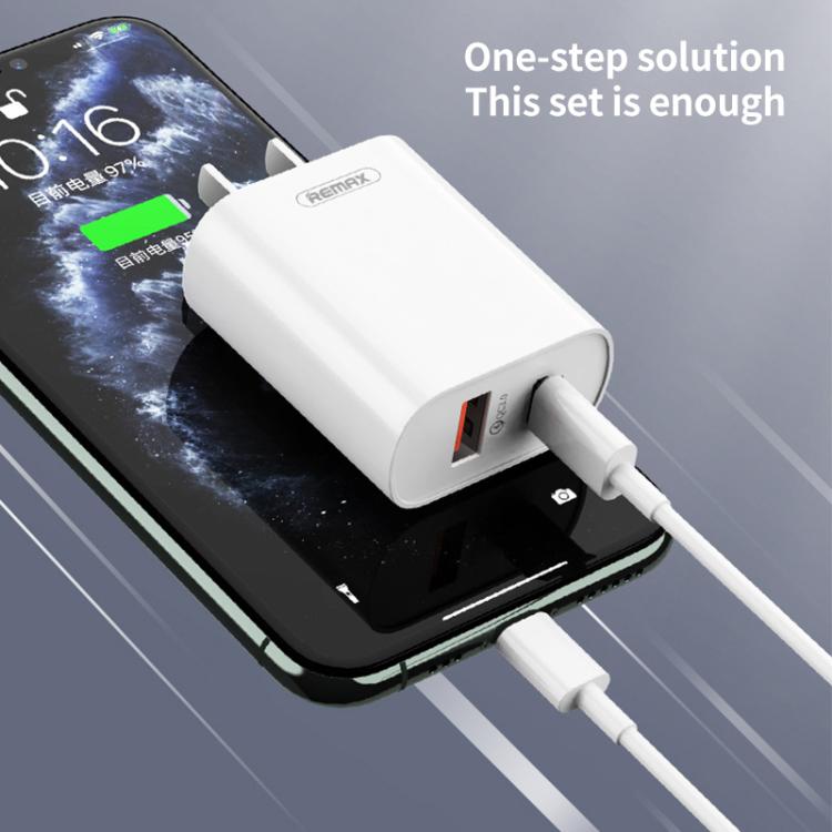 REMAX RP - U37 18W QC+PD Fast Charger With 1m Type - C to 8 Pin Cable, US Plug, EU Plug - ORIWHIZ