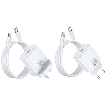 REMAX RP - U71 30W Type - C All - compatible GaN Charger with Data Cable, EU Plug, UK Plug - ORIWHIZ