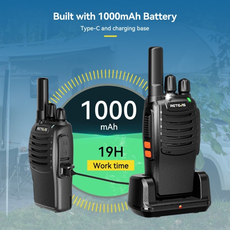 RETEVIS H777 16 Channels Compact Portable Handheld Walkie Talkie With Charging Base, PMR, FRS, 1pair PMR, 1pair FRS - ORIWHIZConsumer ElectronicsHandheld Walkie TalkieRETEVIS
