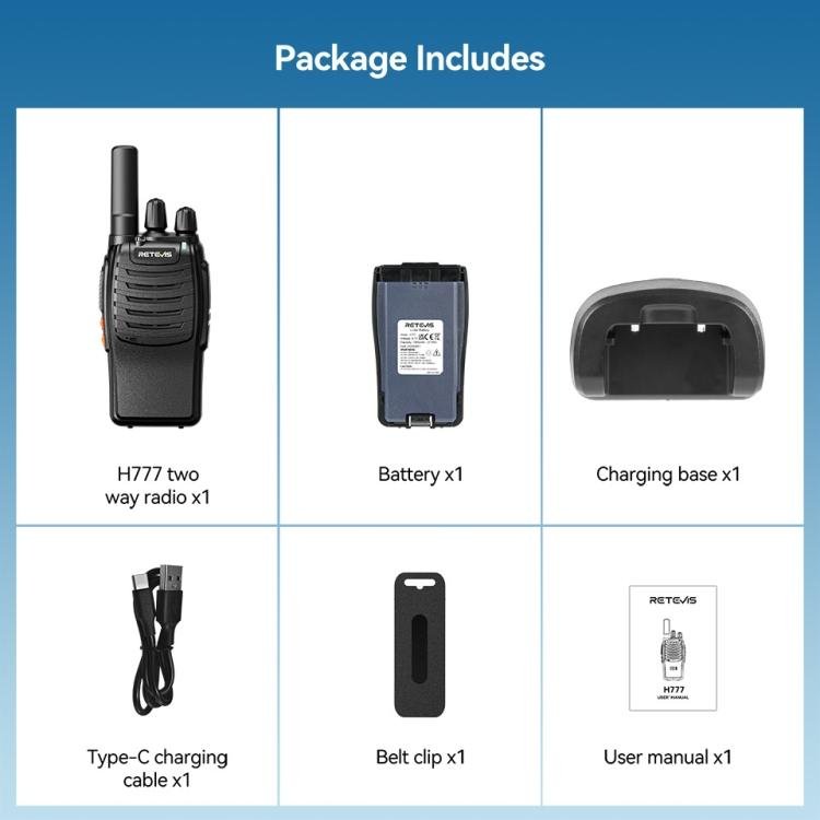 RETEVIS H777 16 Channels Compact Portable Handheld Walkie Talkie With Charging Base, PMR, FRS, 1pair PMR, 1pair FRS - ORIWHIZConsumer ElectronicsHandheld Walkie TalkieRETEVIS