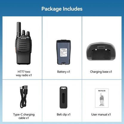 RETEVIS H777 16 Channels Compact Portable Handheld Walkie Talkie With Charging Base, PMR, FRS, 1pair PMR, 1pair FRS - ORIWHIZConsumer ElectronicsHandheld Walkie TalkieRETEVIS