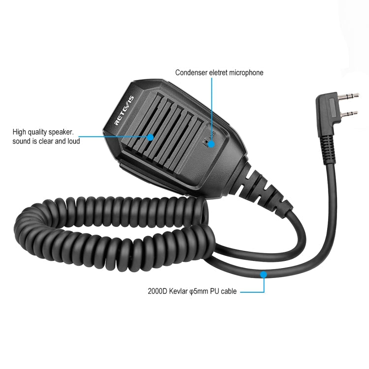 RETEVIS RS - 113 2 Pin Remote Speaker Microphone for H777/UV5R/RT21/RT1/RT3, RS - 113 - ORIWHIZConsumer ElectronicsRETEVISWalkie Talkie