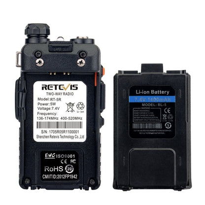 RETEVIS RT - 5R 400 - 520MHz + 136 - 174MHz 128CHS USB Two - segment Handheld Walkie Talkie, USB, EU Plug, UK Plug - ORIWHIZConsumer ElectronicsHandheld Walkie TalkieRETEVIS