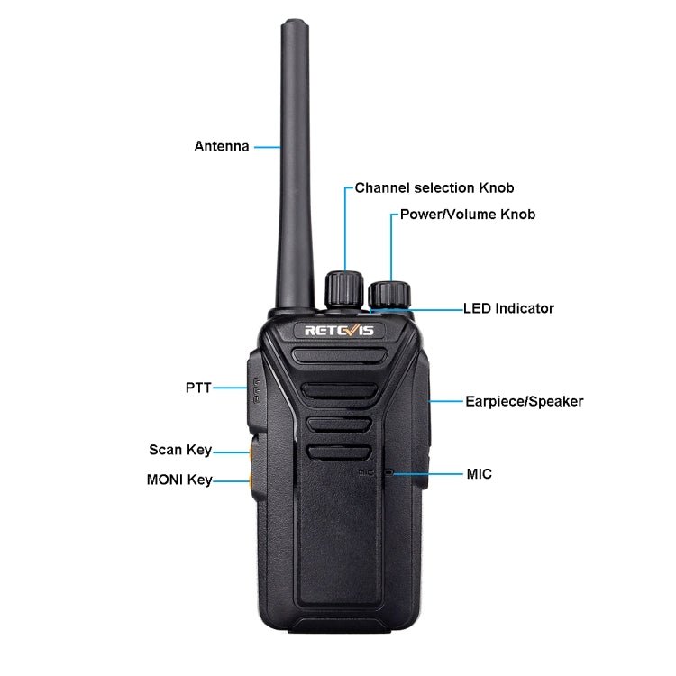 RETEVIS RT27 2W US Frequency 462.5500MHz - 467.7125MHz 22CHS FRS Two Way Radio Handheld Walkie Talkie, US Plug, RT27, US Plug - ORIWHIZConsumer ElectronicsHandheld Walkie TalkieRETEVIS