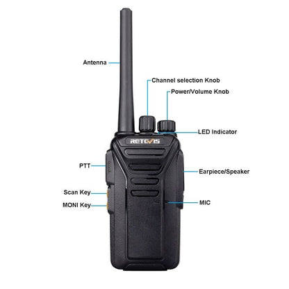 RETEVIS RT27 2W US Frequency 462.5500MHz - 467.7125MHz 22CHS FRS Two Way Radio Handheld Walkie Talkie, US Plug, RT27, US Plug - ORIWHIZConsumer ElectronicsHandheld Walkie TalkieRETEVIS