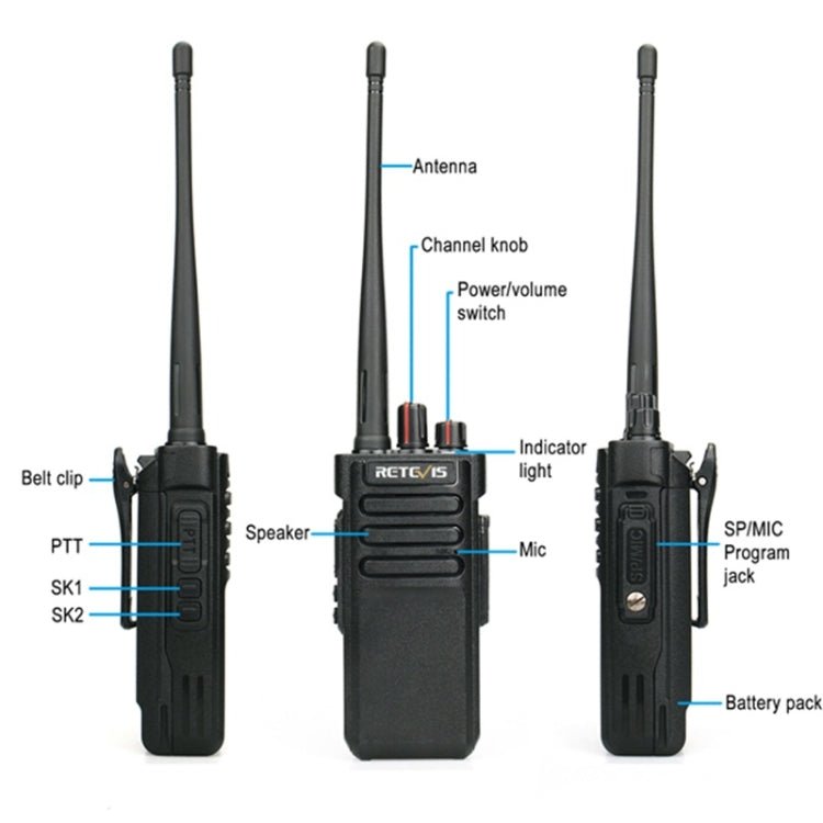 RETEVIS RT29 10W UHF 400 - 480MHz 16CHS Two Way Radio Handheld Walkie Talkie,, RT29,EU Plug, RT29,US Plug - ORIWHIZConsumer ElectronicsHandheld Walkie TalkieRETEVIS