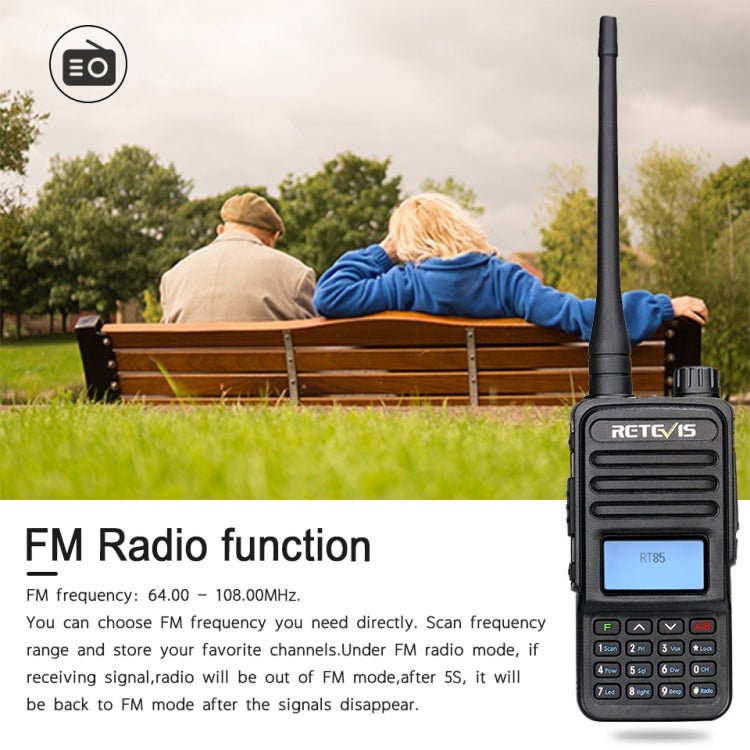 RETEVIS RT85 EU Frequency 136.000 - 174.000MHz+400.000 - 470.000MHz 200CHS Dual Band Digital Two Way Radio Handheld Walkie Talkie, RT85 EU Frequency - ORIWHIZConsumer ElectronicsHandheld Walkie TalkieRETEVIS